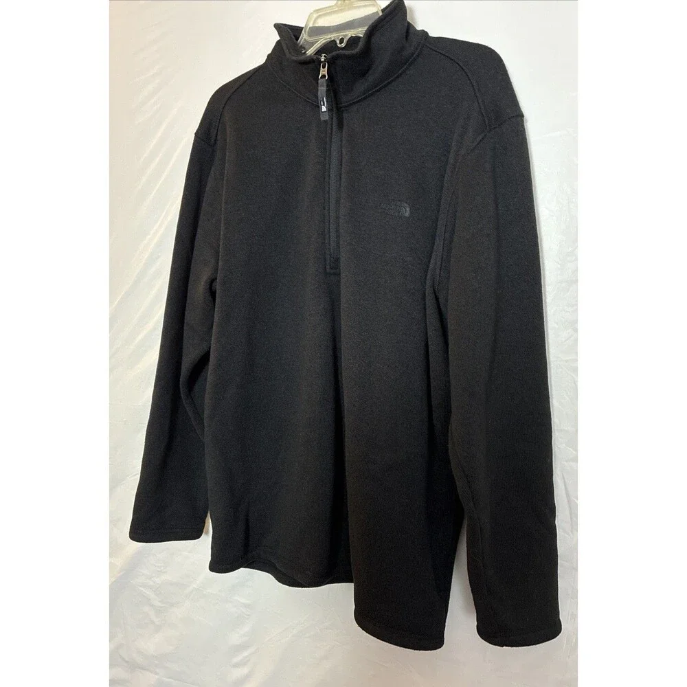 North Face Mens XL Top 1/4 Zip Fleece Pullover Mock Neck Black Gorpcore Casual